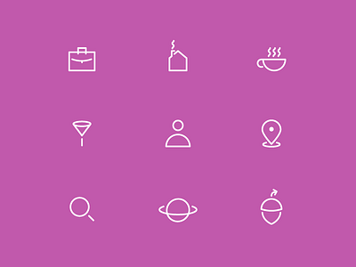 Icons for Acorn, a location-based messaging app.