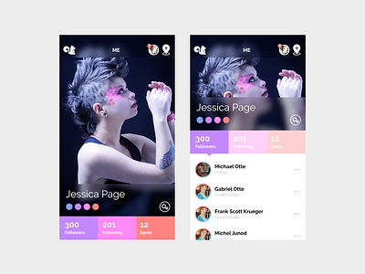 New Acorn Profile Screen app badges colors ios 8 frosting profile ui ux