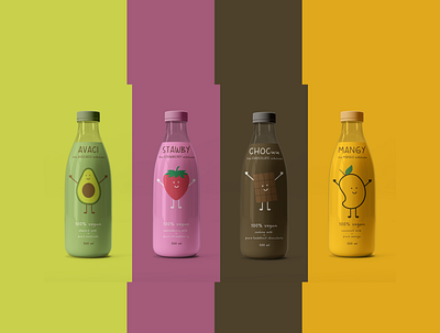 Vegan Milkshake Packaging adobeillustrator advertising bottle brand branding design graphic design illustration marketing minimalist mockup packaging typography vector