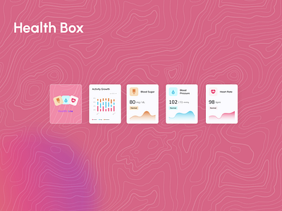 Health Box [Light Mood] applewatchdesign bloodpressure bloodsuger healthbox heartrate sleeptracker smarteatchdesign uidesign uiux uxdesign