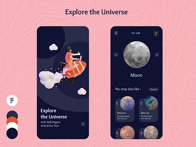 Explore The Universe appdesign bestdesign colourfuldesign darksky explore exploretheuniverse figma galaxy jopitter mahdiyehramezani nightsky pivot sky sun uiux uiuxdesign universe