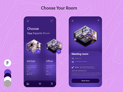 Choose Your Room 3d 3droom bookingapp colorful conceptdesign figma gameapp gamingroom mahdiyehramezani purple roombooking roomdesign uidesign uiux uxdesign