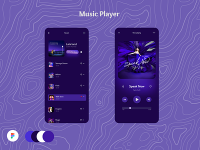 Music Player 3ddesign appdesign flatdesign guitar lalaland learning mahdiyehramezani music musicplayer piano player purppledesign taylorswift uidesign uiux uxdesign