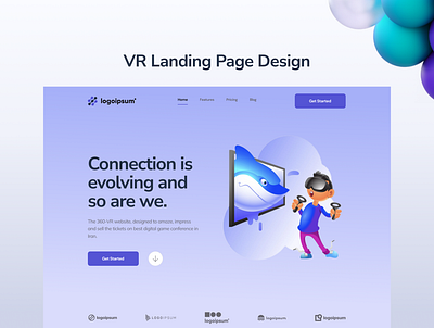 VR Landing page appdesign design figma illustration landing page logo mahdiyehramezani purple purpledesign ui uidesign uiux uxdesign virtuallandingpage vitrtual vr vrlandingpage vrui