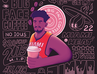 Basketball Alphabet: B is for Big Face Coffee 36daysoftype basketball illustration jimmybutler lettering nba sports