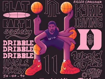 Basketball Alphabet: H is for Handles basketball brooklyn nets illustration kyrie irving lettering nba nets sports uncle drew