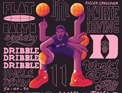 Basketball Alphabet: H is for Handles basketball brooklyn nets illustration kyrie irving lettering nba nets sports uncle drew