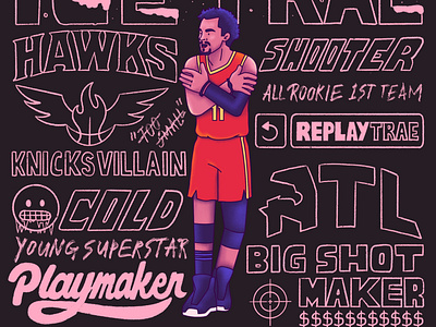 Basketball Art: I is for Ice Trae 36daysoftype atlanta hawks basketball cold ice trae illustration lettering nba sports trae young typography
