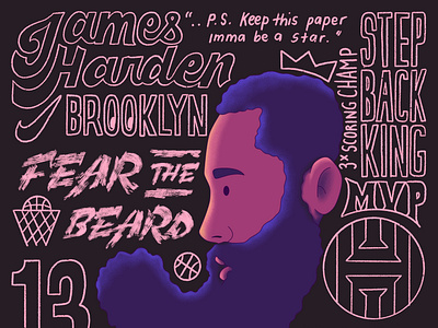 Basketball Alphabet - J is for James Harden basketball illustration james harden lettering nba sports