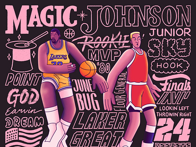 Basketball Alphabet - M is for Magic Johnson basketball illustration lakers lettering magic magic johnson nba sports