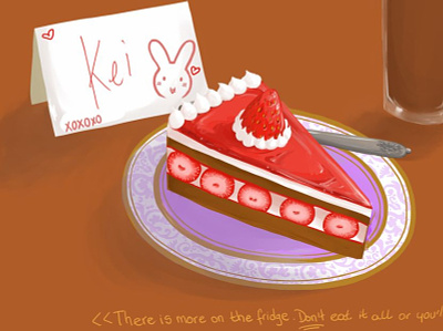 Strawberry cake for Kei cake digitalart sai semirealism strawberry