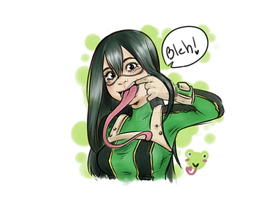 Tsuyu asui bnha boku no hero academia cute digital art frog frog powers illsutration kawaii personal style ribbit superheroe tsuyu asui