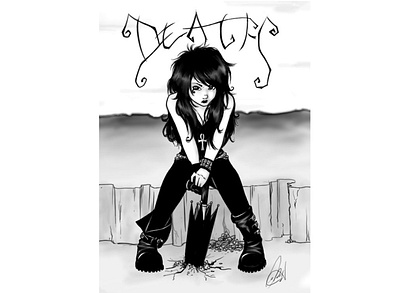 death black and white comic death digitalart goth illustration sandman