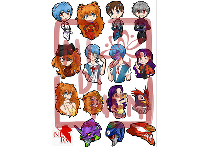 EVA stickers asuka lanley chibi cute digitalart evangelion example kawaii kaworu misato katsuragi neon genesis evangelion not for sale rei ayanami shinji ikari smol stickers