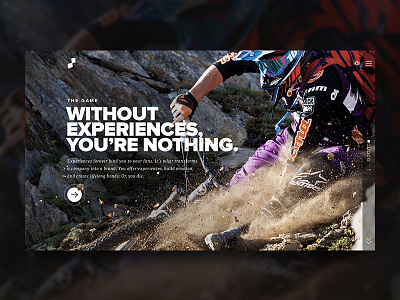 Enter the Arena. agency dirt biking full screen landing page. mountain biking parallax sports web