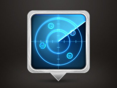 Social Radar blue glow icon marker radar social