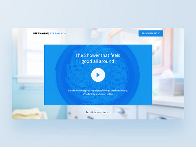 Speakman unused concept blue branding ecommerce landing page minimal shower video video player web