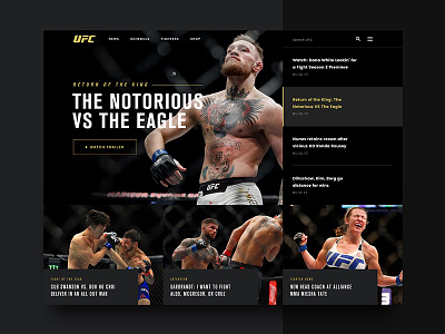 UFC Homepage Concept branding conor mcgregor design fighter mma news redesign typography ufc ui ux web