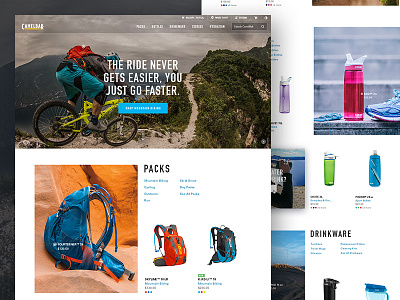 Camelbak.com bottles brand camelbak design ecomm ecommerce mountain bike packs ui ux web