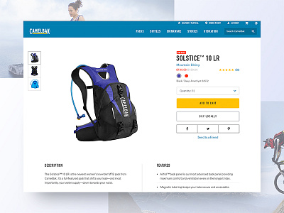 Camelbak.com Product details bottles brand camelbak design ecomm ecommerce mountain bike packs ui ux web