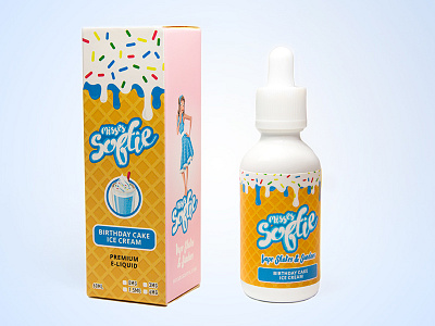 Misses Softie's packaging branding design e liquid ice cream illustration milkshake packaging vape
