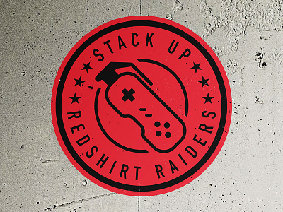 Redshirt Raiders bomb branding controller gamer clan gaming logo raider red squad