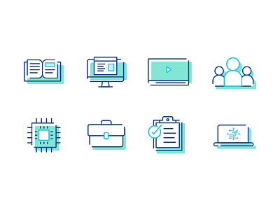 Unused Icon Set book branding briefcase digital e learning icon set icons technology video