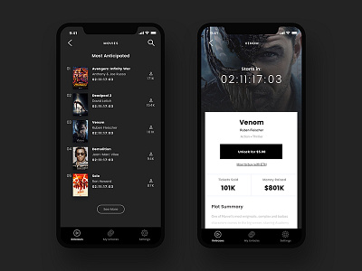 Odeum - Movies app buy countdown cryptocurrency eth list menu movies streaming ui ux