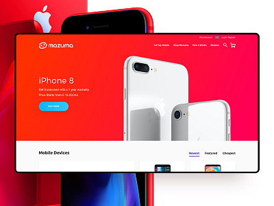 Mazuma Marketplace branding ecommerce landing page logo phone red shopping web