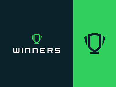 Winners branding custom lettering logo logomark modern sports trophy typography wordmark