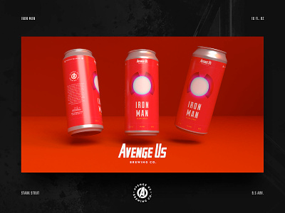Iron Man Stark Stout 3d adobe dimension avenger avengers beer beer art branding brewery cans iron man red