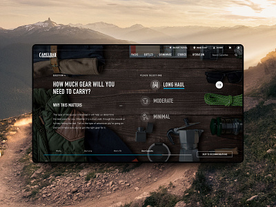 CamelBak Product Selector app branding camelbak ecommerce hiking landing page outdoors typography ui web