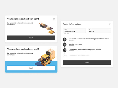 popup / logistics company brand button color delivery design dialog graphic design icons illustration isometric minimal modal notifications overlay popup shipping transportation ui ux web