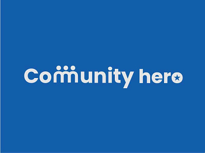 Community hero Word Mark. blue blue and white branding community logo design graphic designer graphicdesign hero logo hero logotype hero wordmark logo logo blue logo designer logodesign minimal personal brand vector wordmark