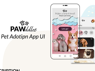 Pet adoption mobile App UI adobe illustrator adobe photoshop adobe xd app app design design illustration minimal mobile app design mobile ui photoshop typography ui ux