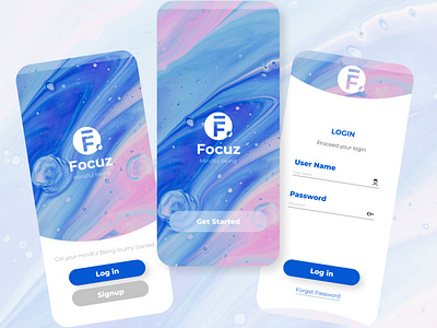 Focuz-Mindful being - Mobile UI UX adobe xd adobexd app app design daily ui dailyui figma illustration minimal ui uiux userinterface