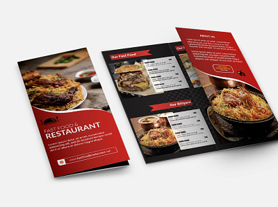 Tri-fold brochure black concept creative design fastfood food food and drink graphic design red restaurant