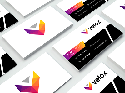Velox Buisness Card business card flat logo fox logo logo minimalist logo v v business card v logo velox logo