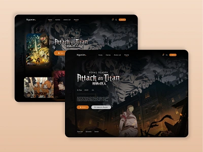 Streamer Nganim. - Landing Page anime attack on titan dark darkmode landing landing design landing page landing page design landingpage streamer ui uidesign uiux uiux design uiuxdesign ux ux ui web webdesign website