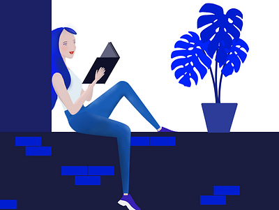 Study time blue book digital illustration illustraion reading study