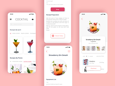 COCKTAIL recipes app app design cocktail menu coctails drinking gin store ui design ux design