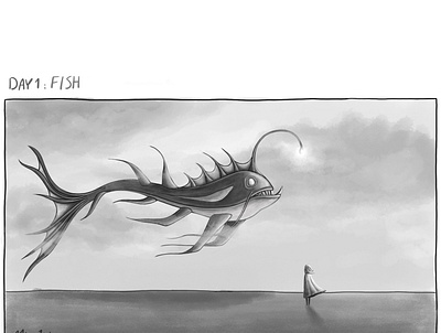 Fish concept design digital painting fish illustration inktober