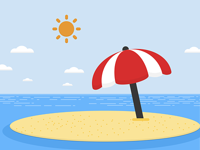 Tiny umbrella on island 🏖 20scoops design flat illustration sea sunny vector