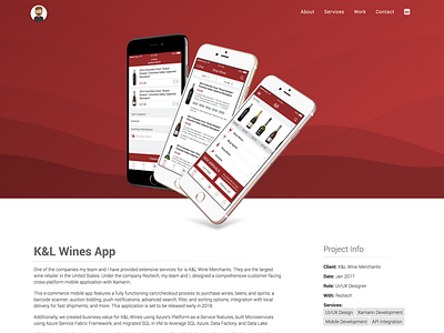 K&L Wines Store App Portfolio Page bottle creative design landing page personal portfolio portfolio ui web design website wine work