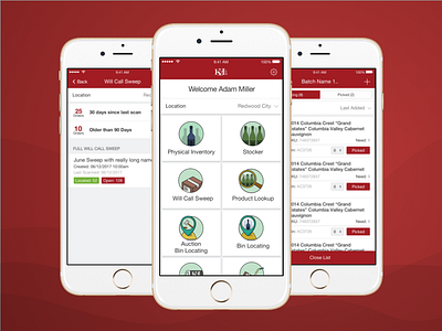 K&L Wines Staff App 2 app bottle cart dashboard design home inventory mobile mockup ui ux wines