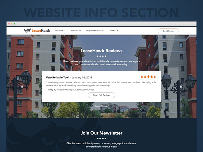 LeaseHawk.com Reviews Section reviews ui design website website content