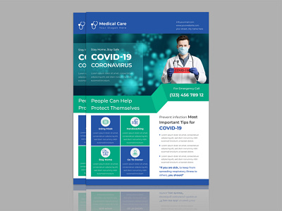 Creative Coronavirus Covid-19 Flyer Design Template clinic flyer covid19 covid19 flyer design doctor flyer flyer design healthcare medical medical design vector