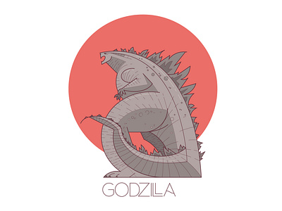 Godzilla character clean flat illustration illustrator infographic lineart minimal pictogram vector