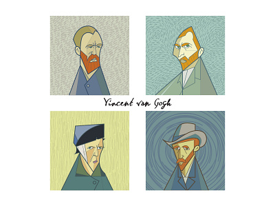 Vincent van Gogh character clean flat illustration illustrator infographic lineart minimal pictogram vangogh vector
