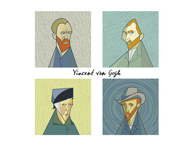 Vincent van Gogh character clean flat illustration illustrator infographic lineart minimal pictogram vangogh vector